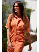 Orange shirt dress with ruffles on the sides FG649 - Online store - Boutique